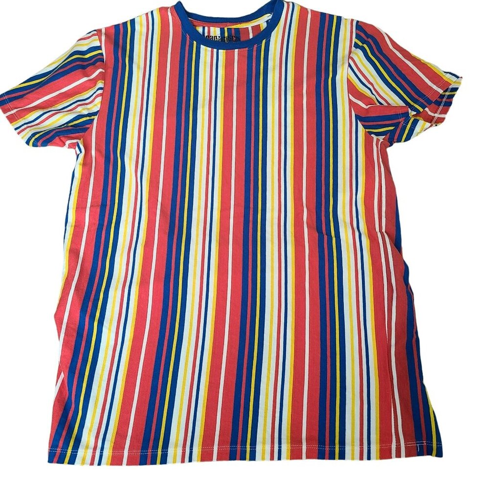 San Francisco Work Shirts Sz MED Multicolor Striped Cotton T Shirt Short Sleeve